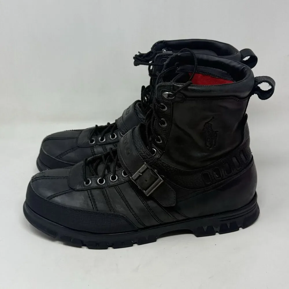Polo Ralph Lauren Kilworth Duck Boots  Mens 13 Black Leather Zip Buckle Vintage